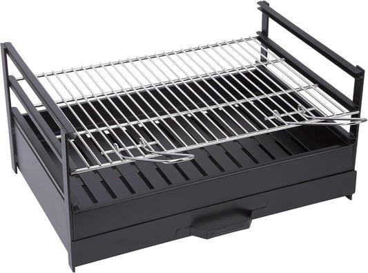 Sauvic 02728-Grill lade met grillrooster van roestvrij staal 60 x 40 cm, zwart, 60,00 x 40,00 x 29,00 cm