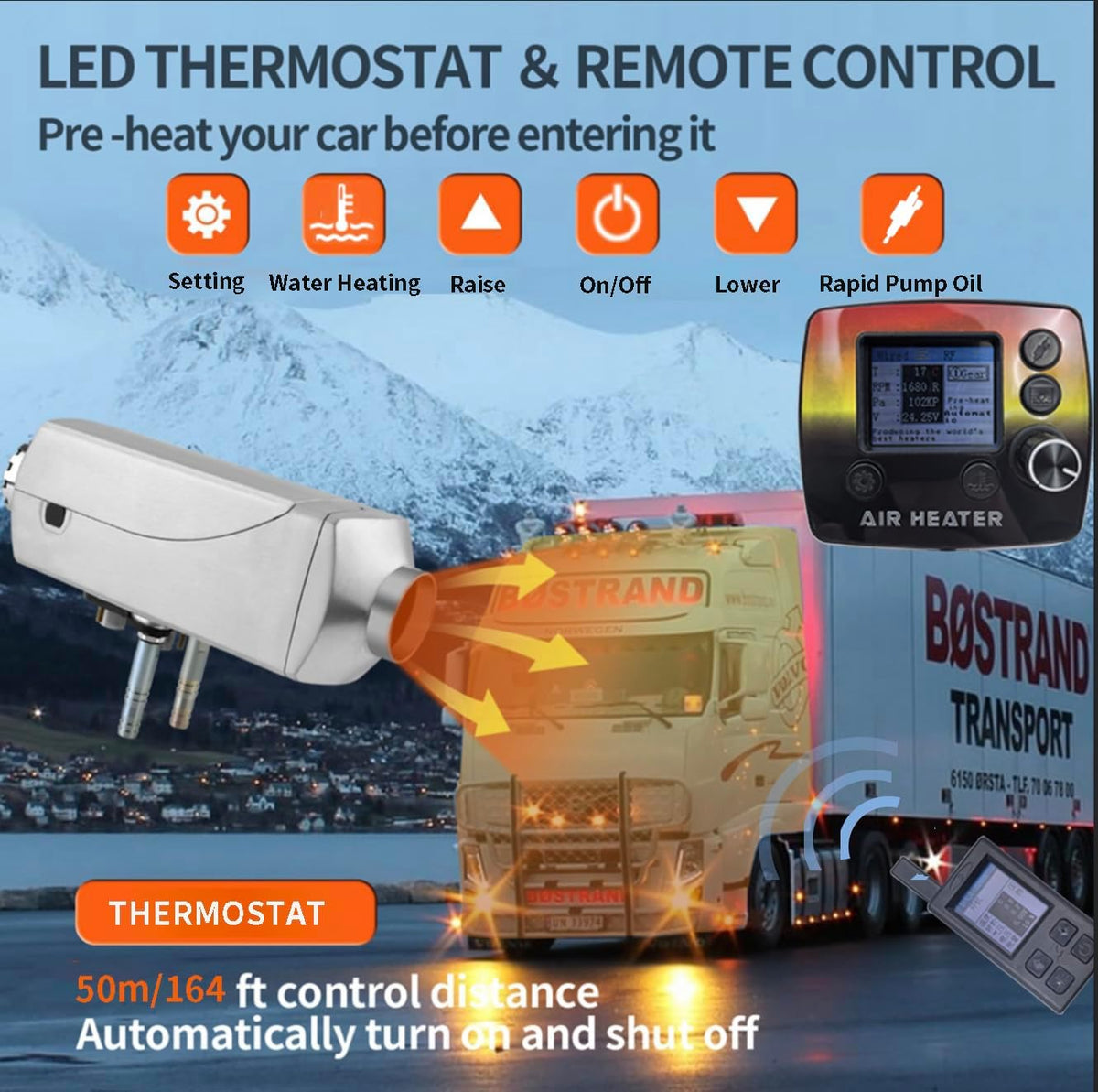 12V Staande Dieselverwarming – Diesel Luchtverwarmer – Waterverwarmer – Camperverwarmer – Motorvoorverwarmer – 7 kW Vermogen – 6 Gallon Watertank – LCD Display Met Afstandsbediening – 4 Waterverwarmingsmodi – Snelle Opwarming