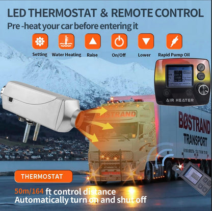12V Staande Dieselverwarming – Diesel Luchtverwarmer – Waterverwarmer – Camperverwarmer – Motorvoorverwarmer – 7 kW Vermogen – 6 Gallon Watertank – LCD Display Met Afstandsbediening – 4 Waterverwarmingsmodi – Snelle Opwarming