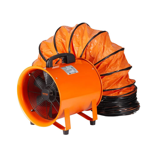 VEVOR Construction fan, 367 W AC motor, construction fan, 2800 rpm, 2574 CFM (4373 m3/h), axial fan with 10 m hose, axial fan, 79 dB, noise level
