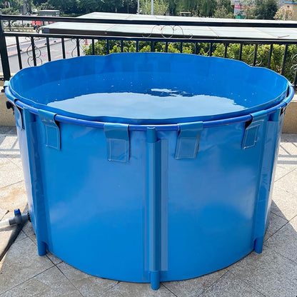 Zwembad boven de grond, canvas visvijver circulair verdikking zwembad grote opvouwbare duurzame plastic vijver met beugel voor koi cultuur landbouw irrigatie, tape frame 1350L (1,5 x 0,8 m)