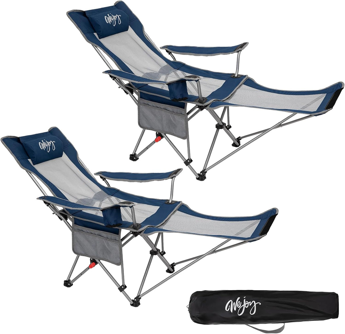#WEJOY 2-in-1 campingstoel, opvouwbaar, strandstoel met verstelbare rugleuning en voetensteun, relaxstoel, ligstoel met bekerhouder, ligstoel voor outdoor camping