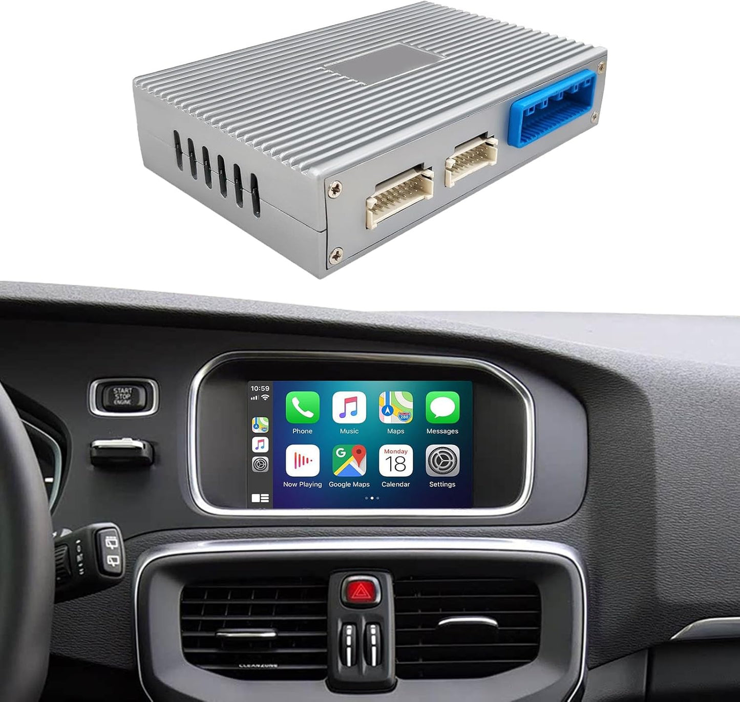 Draadloze CarPlay Decoder – CarPlay Interface – Android Auto Adapter – Infotainmentsysteem Upgrade – Dashboard Connector – Plug & Play Installatie – Dual-Band WiFi & Bluetooth 5.0