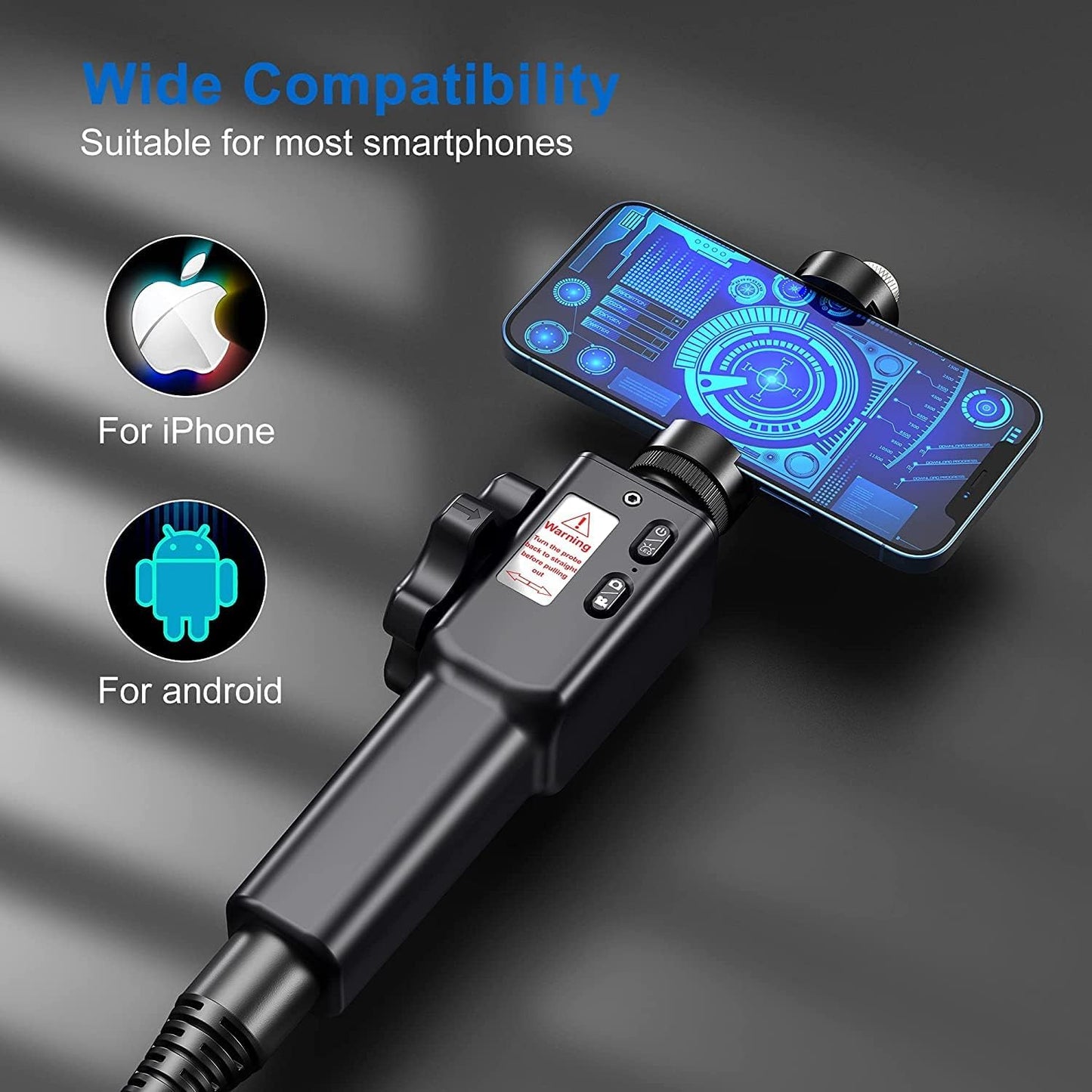 Ralcam Endoskopkamera mit Licht Camera - Inspektionskamera 8.5mm HD1080P Industrial Endoscope mit 8 Adjustable LED Digitales Endoskop 1.5M Halbstarre Kabel, für Android und IOS Smartphone