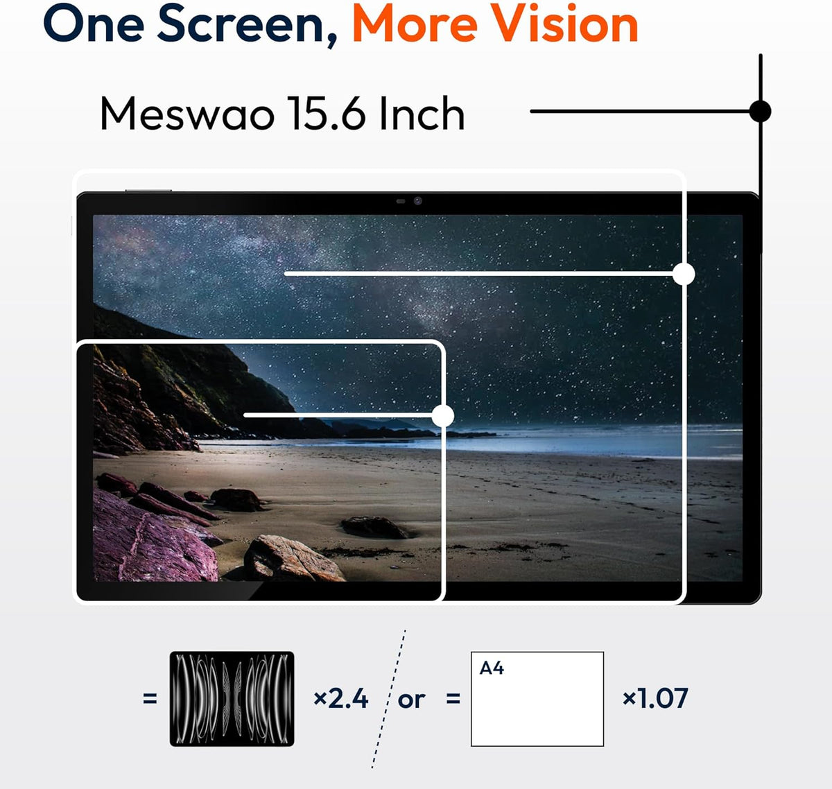 MESWAO 15,6 inch Android tablet (2026), Helio G99, 6 GB RAM, 128 GB ROM, groot FHD IPS-display, 12000 mAh batterij, 32 MP camera, MES-B3