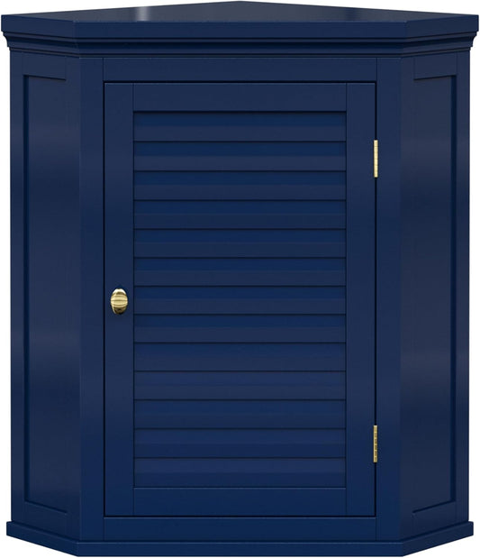 Elegant Home Fashions Glancy Hoekkast Muur Navy Lamellendeur Stijl