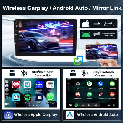 Android Radio – Autoradio – Multimedia Systeem – Navigatiesysteem – Touchscreen Radio – 9 Inch HD Scherm – Draadloze CarPlay & Android Auto – AHD Achteruitrijcamera & GPS Navigatie