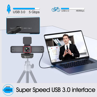 Webcam – Streaming Webcam – USB Webcam – Laptop Webcam – Vergadercamera – 4K-UHD Met AI-Tracking En HDR – Dubbele AI-Ruisonderdrukkende Microfoons