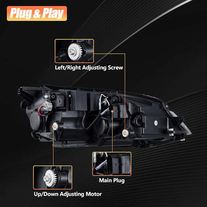 VLAND Koplampen Compatibel met Golf 7 facelift/Golf 7.5 MK7.5 halogeen 2017-2020 (Niet voor Golf MK7/GTI/GTD/Rline), Met E-keurmerk, 1 set (Rood/VOLLEDIG LED)