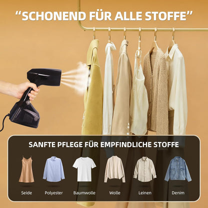 Handstomer – Kledingstomer – Stoomstrijkijzer – Stoomapparaat – Stoomborstel – Zwart – Snelle Opwarming Binnen 20 Seconden – Tot 35 G/Min Stoomafgifte