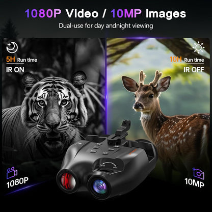 Nachtzichtbril, kopmontage, handsfree nachtzichtverrekijker, oplaadbare digitale infrarood weergave, foto- en video-opname voor airsoft, jacht, met 32 GB TF-kaart