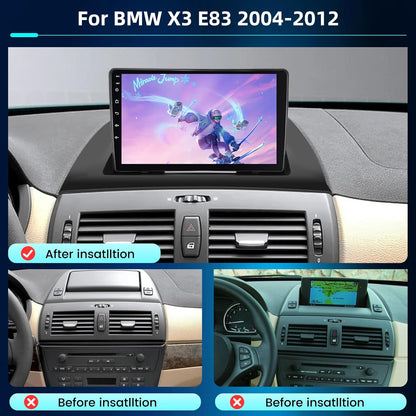 NHOPEEW 4+64G Car Stereo voor BMW X3 E83 2004-2012 - 9 inch Android Stereo met Wireless Carplay en Android Auto - Mirror Link 32EQ DSP Split Screen+ Achteruitrijcamera&Mic