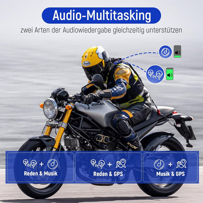 LEXIN MeshCom MESH 3.0 Motorintercom – Bluetooth 5.0 met muziekverdeling, multitasking audio, waterdicht, net, communicatiesysteem, dubbelpak