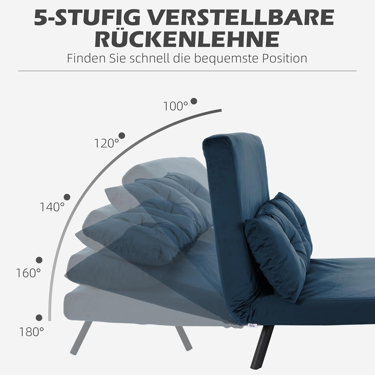 Slaapbank – Bedbank – Sleeperbank – Logeerbank – 2-in-1 Sofa – Verstelbare Rugleuning – Fluweel Bekleding – Compact 102x73x81 cm – Blauw