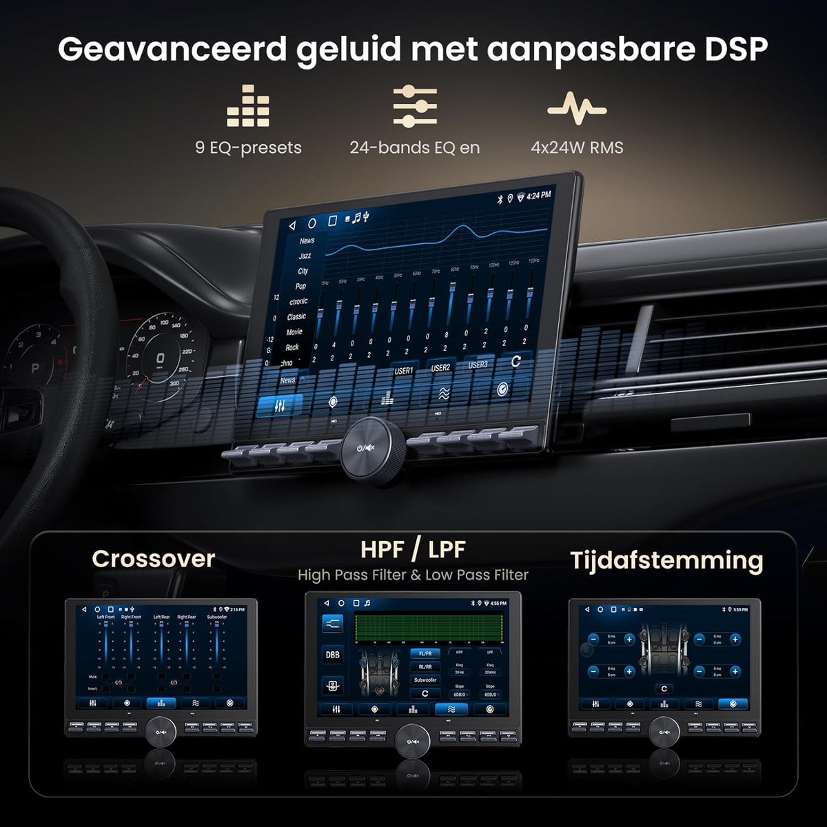ATOTOZONE 10,1 "Autoradio met Zwevend Scherm, Android 1 Din & 2 Din Adaptieve Auto Radio, Draadloze CarPlay & Android Auto, Wi‑Fi/USB/Bluetooth, Achteruitrijcamera