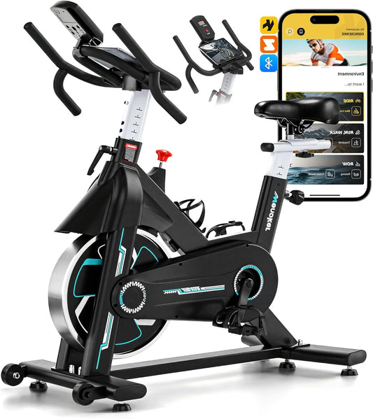 Hometrainer – Fitnessfiets – Fitnessbike – Indoor Bike – Ergometer – Bluetooth Monitor – Stil en Soepel Met Verstelbare Zitting - QUORE