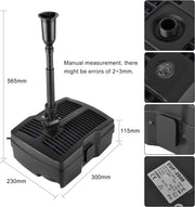 4 in 1- Vijverpomp - Fontein - Waterpomp - Fonteinpomp - voor Tuinornament - Fontein Ontwerp - met Filter - 9W - UV-zuiveringsfilter - 2500L Capaciteit - 1000 l/h - 28 W - 1.6m Hefhoogte - 220-240V - 50 Hz - 30 x 23 x 56.5 cm - Zwart