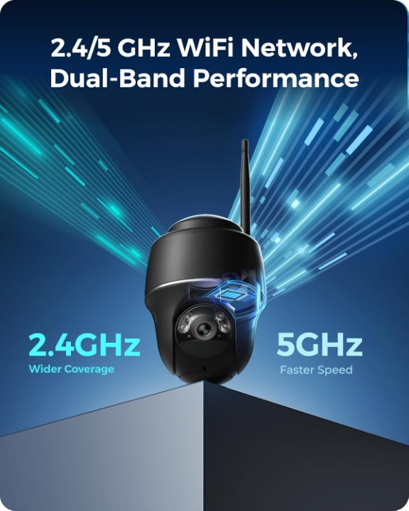Beveiligingscamera - Zonnebeveiligingscamera - Camerabewaking - 360° - 140° Pan - Tilt Camera - Oplaadbare Batterij - met Spotlight - Nachtzicht in Kleur - AI-detectie - Zonnepaneel - Zwart