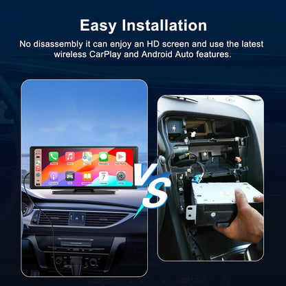 EZoneTronics 10,26 inch Carplay Display & Android Auto Display, Wireless Carplay Autoradio met GPS Navigatie 4K Dashcam Achteruitrijcamera Bluetooth Voice Control IPS Touchscreen Mirror Link AUX FM