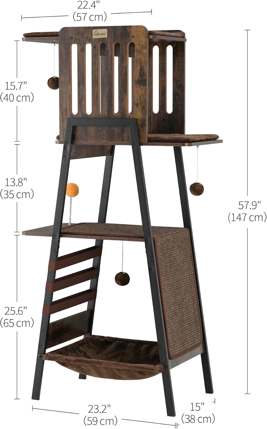 Krabpaal – Kattenboom – Kattenmeubel – Kattentoren – Krabmeubel – 147 cm Hoog – Natuurlijk Sisal Krabvlak
