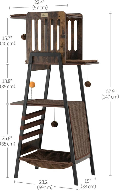 Krabpaal – Kattenboom – Kattenmeubel – Kattentoren – Krabmeubel – 147 cm Hoog – Natuurlijk Sisal Krabvlak