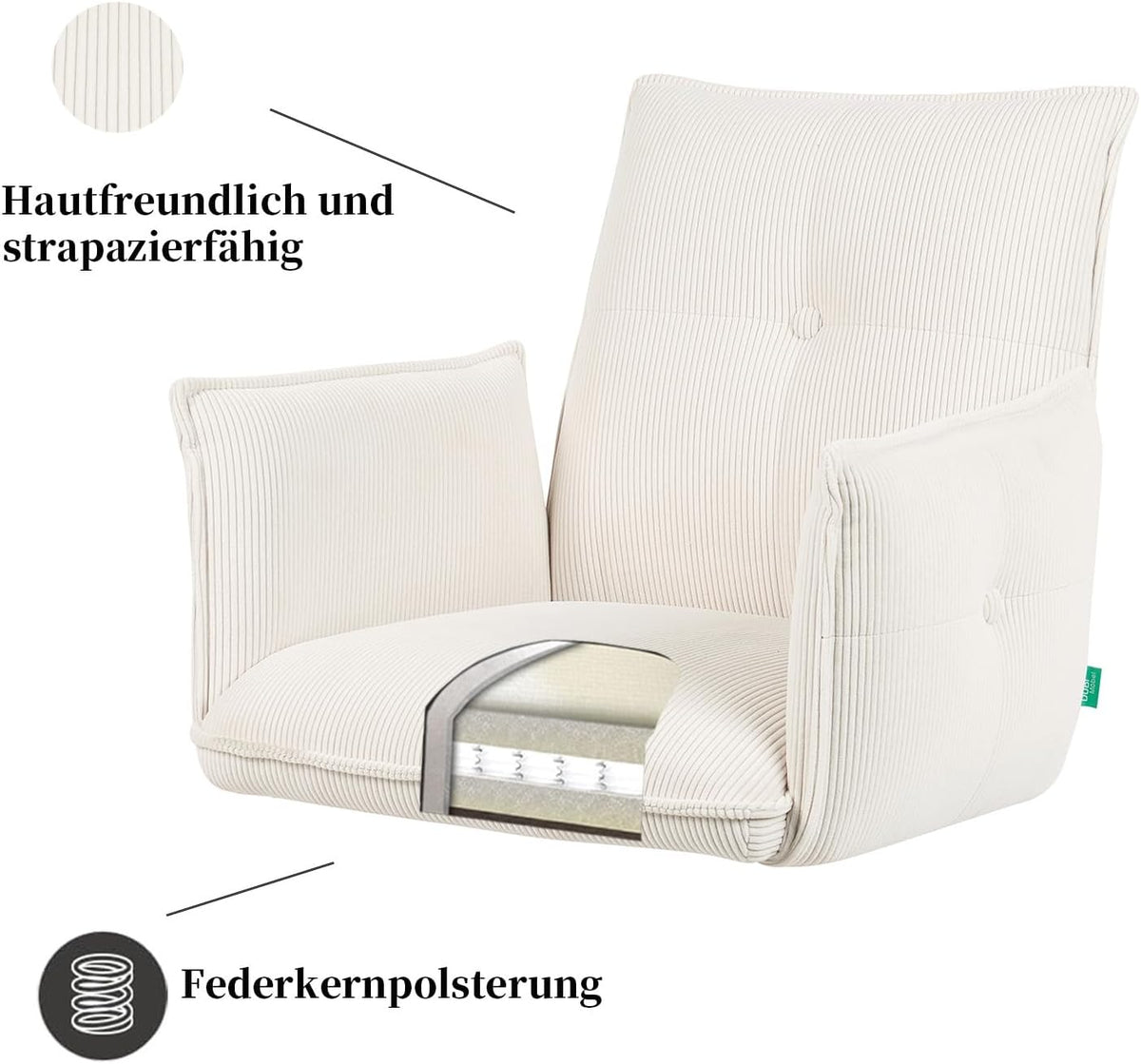 Draaibare Eettafelstoel – Eetkamerstoel – Stoel – Zithoekstoel – Draaistoel – Crèmekleurig – 360° Draaibaar Frame – Geolied Eikenhout