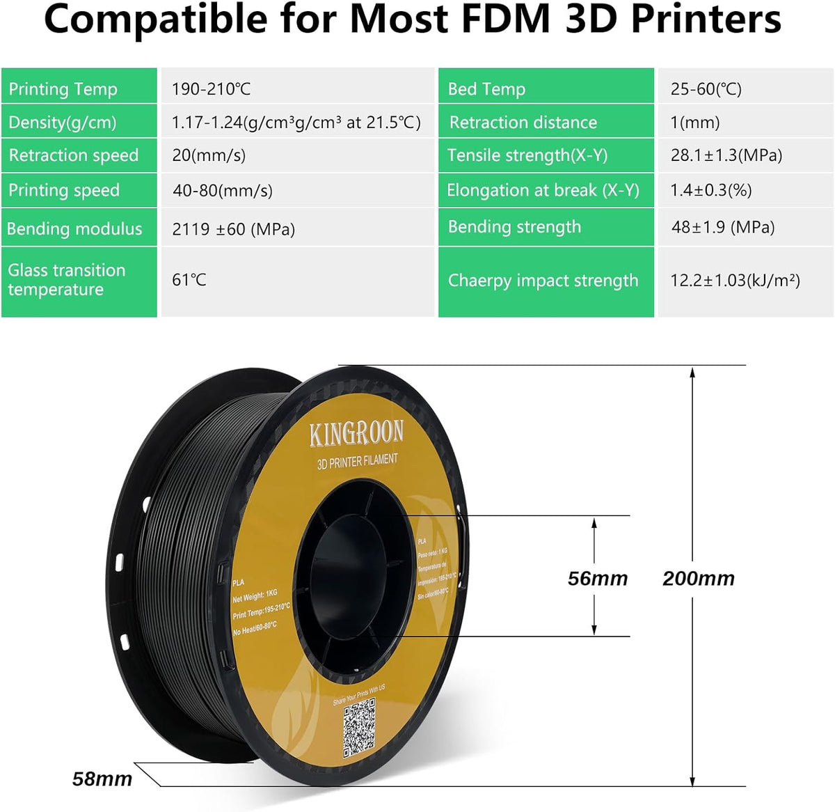 PLA Filament Bundel – 3D Printer Filament – 3D Print Draad – 3D Printer Draad – PLA 3D Filament – 10 kg Veelkleurig – Nauwkeurige Diameter ±0,03 mm – Vacuümverpakte Spoelen