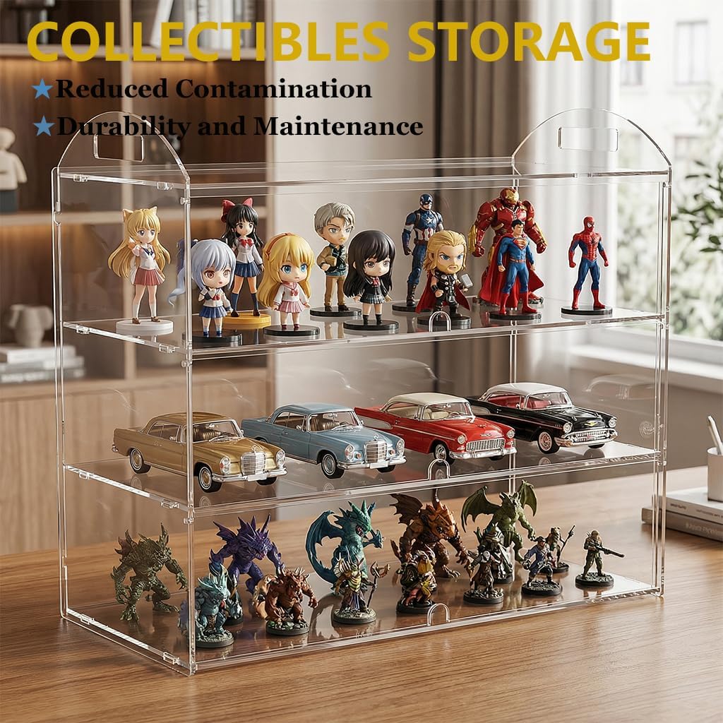 3-Tier Commercieel Bakkerij Vitrine met Handvat, 49,5 x 38 x 26 cm Vitrine voor Banketbakkerij Voedsel Display Kast voor Brood Dessert Koekje Bakken
