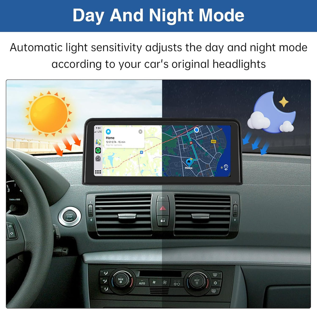10,25 Inch Autoradio Touchscreen – Auto Multimedia Scherm – Navigatiesysteem – Infotainment Scherm – Draadloze CarPlay Android Auto – HD Resolutie – Mirrorlink Compatible