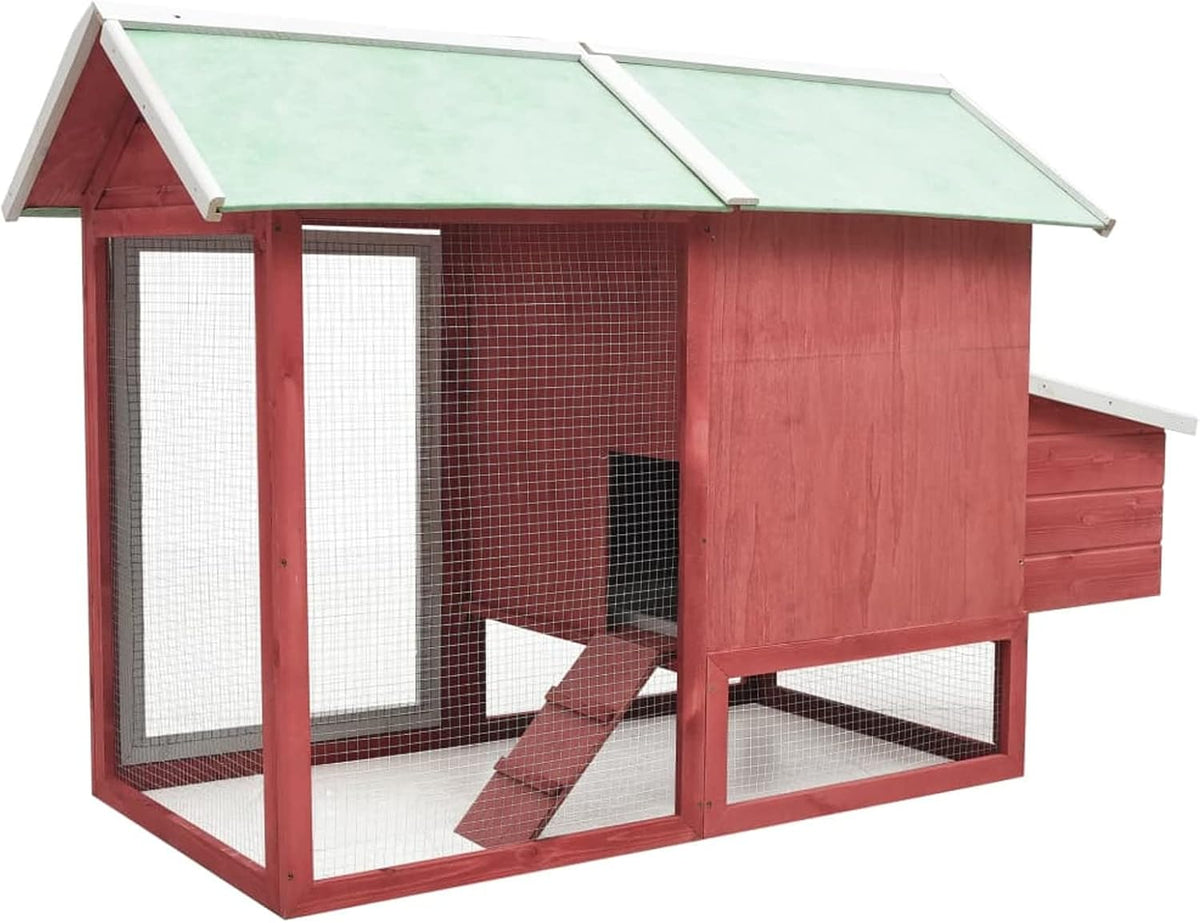 BaraSh Chicken Coop Red 170 x 81 x 110 cm Solid Pine and Spruce Chicken Coop Cages Chicken Coop for Outdoor Chickens (SPU: 170863)