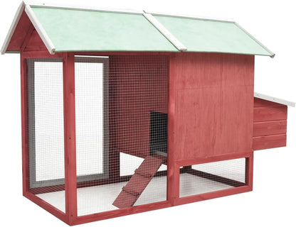 BaraSh Chicken Coop Red 170 x 81 x 110 cm Solid Pine and Spruce Chicken Coop Cages Chicken Coop for Outdoor Chickens (SPU: 170863)