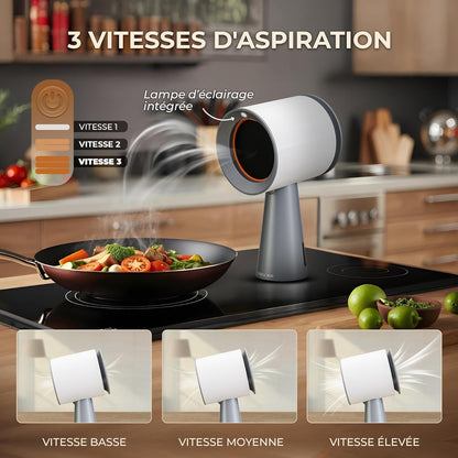 INNOV'AIR Afzuigkap, 180 m³/u, draagbaar, 3 snelheden, stil, met koolstoffilter, draagbare mini-afzuigkap, voor keuken zonder afvoer en buiten