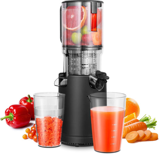 Slowjuicer – Sapcentrifuge – Sapmaker – Juicer – Sapper – Grote Vulopening 126 mm – Krachtige 200W Motor met 8-Traps Wormschroef