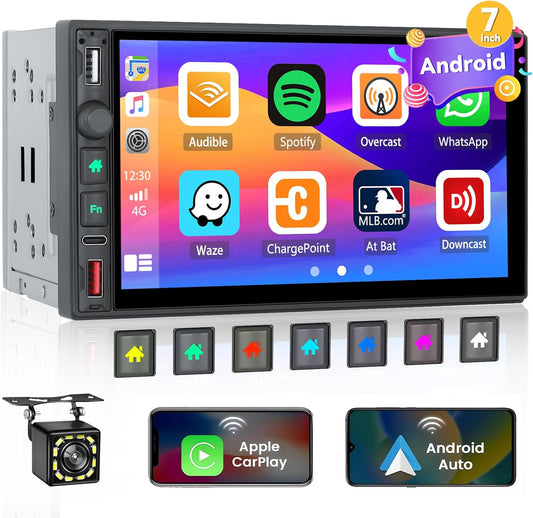 Hikity 2+32GB Android13 Estéreo Para Coche 2 Din Con Navi/Soporte Para Teléfono, Radio de 10,88 Pulgadas 2 Din Android Con Navegación GPS WiFi Bluetooth Tipo-C FM USB Mirror Link