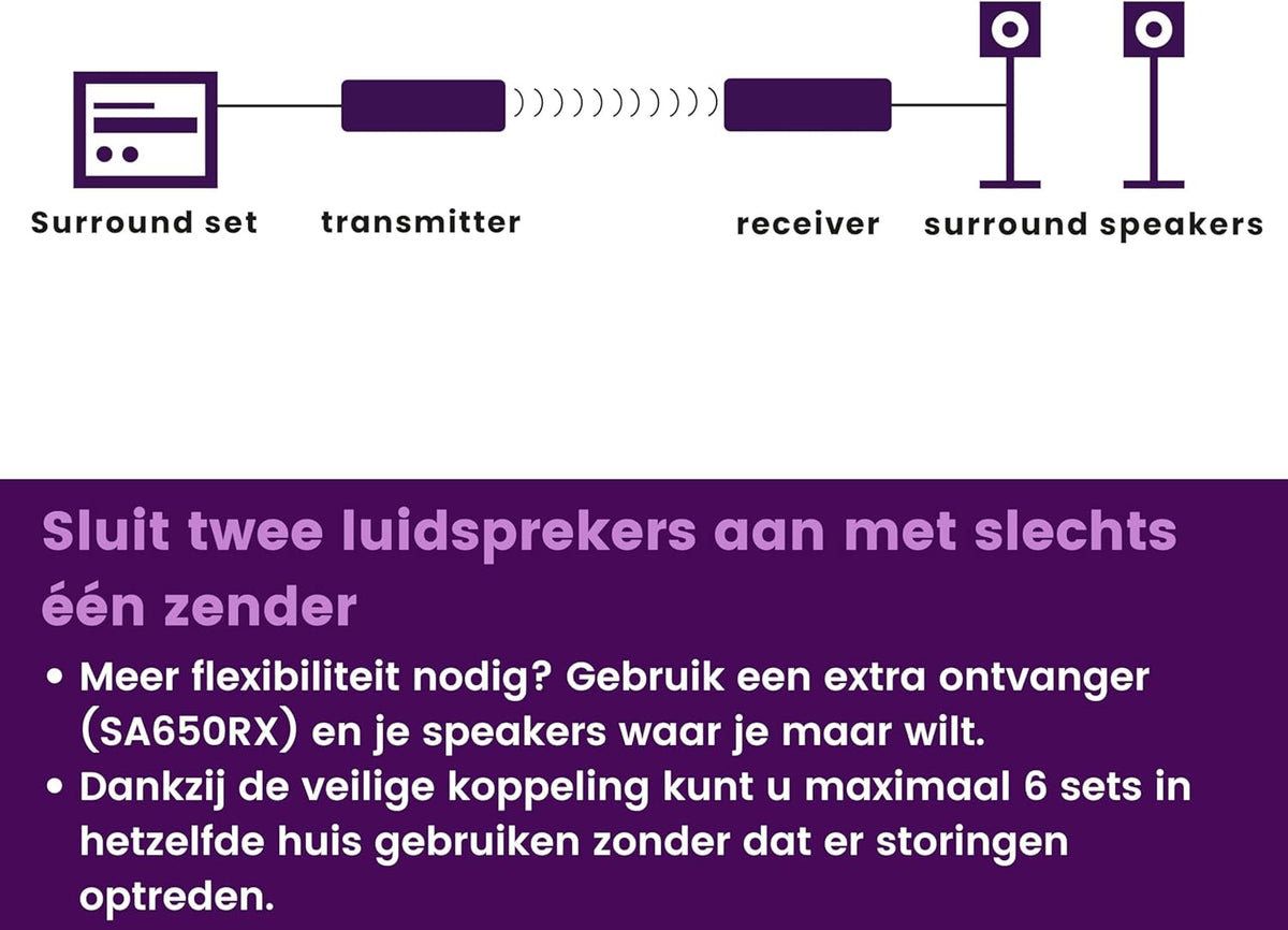 Draadloze Audiozender voor Luidsprekers - Marmitek Speaker Anywhere 650 Audiozender - geen vertraging- draadloze surround-luidsprekerverbinding