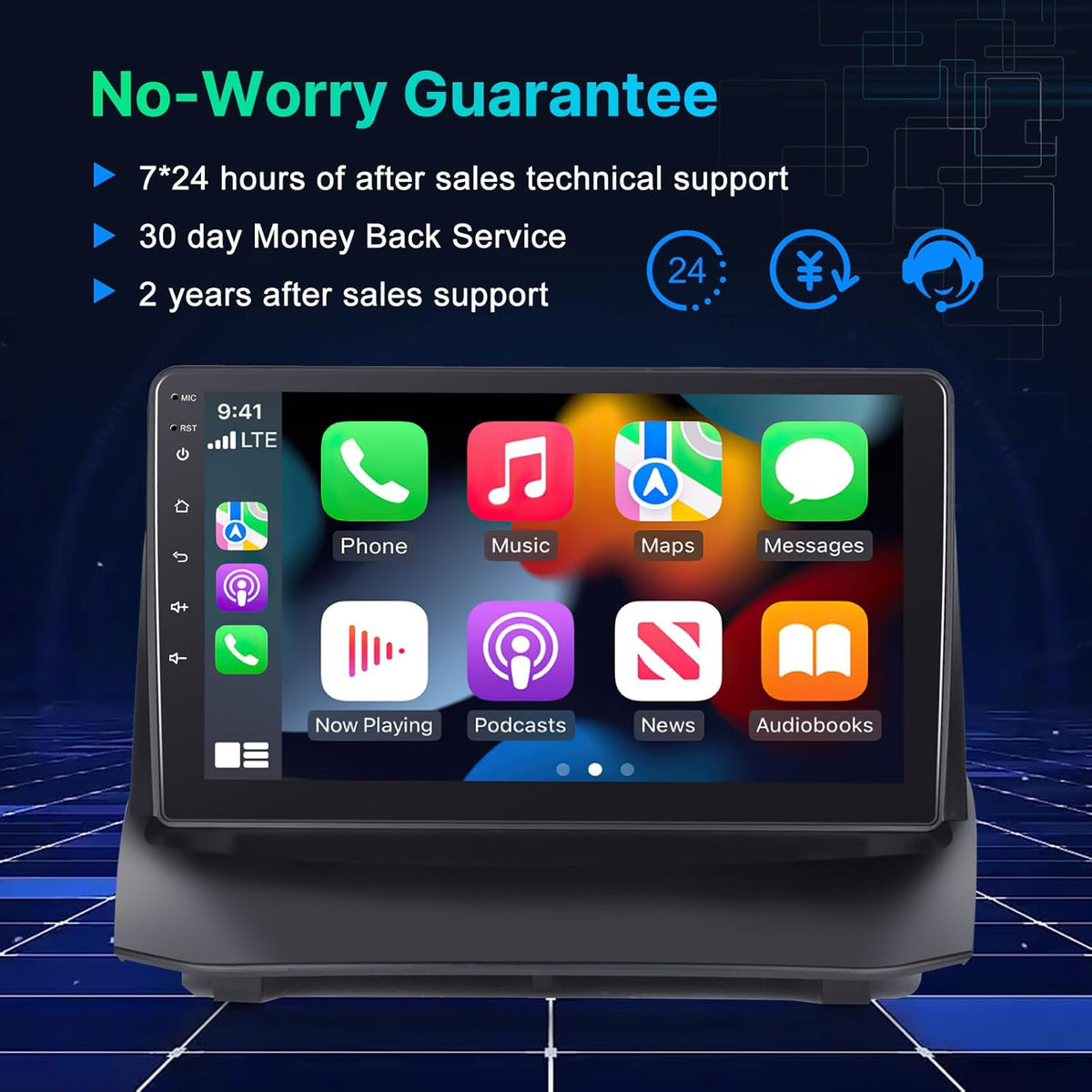 [4+64G] Carplay Radio voor Ford Fiesta 2009-2017 - 9 inch IPS 1280 * 720P Touchscreen EQ Audio - Draadloze Android Auto, AI DSP, Homepage aanpassen, SWC + AHD achteruitrijcamera