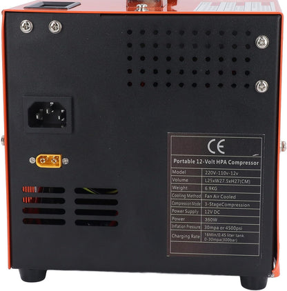 SEAFRONT PCP -luchtcompressor 4500psi Hoge Drukluchtpomp met Realtime Temperatuurdisplay Ingebouwd in Transformator voor Buiteninflatie (EU -plug 220V)