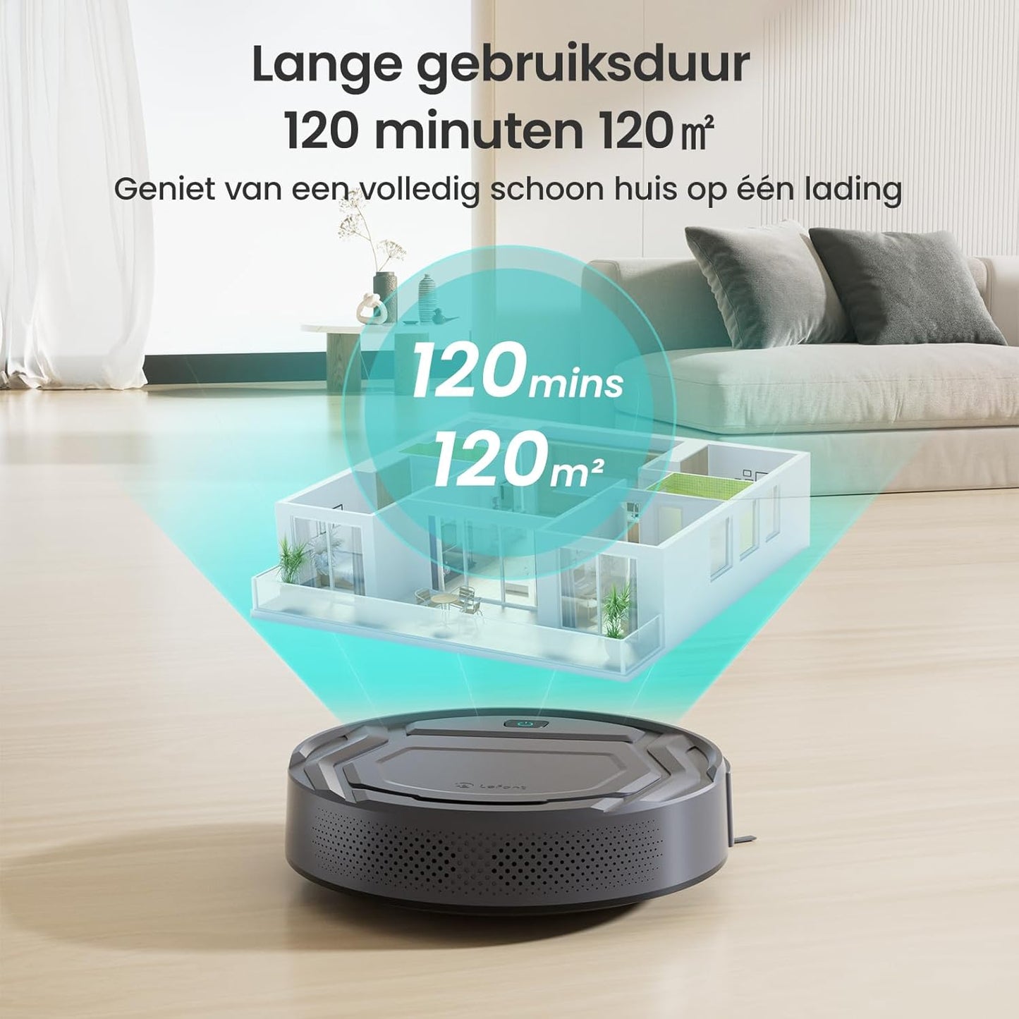 Lefant Robotstofzuiger M210P, Dun & Stil, 2200 Pa Zuigkracht, WiFi/Bluetooth/Alexa & App, 6 Reinigingsmodi, Zelfopladend, Tot 120 Min Looptijd, Ideaal Voor Dierenharen, Harde Vloeren & Tapijt