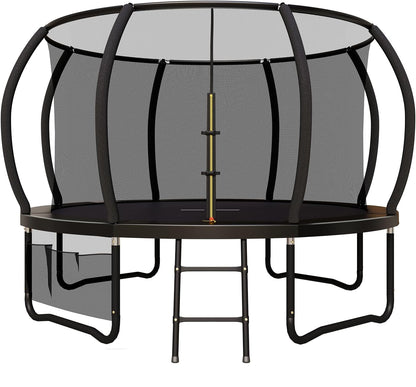 Trampoline – Springkussen – Buitenspeeltoestel – Speeltoestel – Veiligheidsnet Trampoline – Rond 228 cm – Roestvrij Stalen Frame – Inclusief Ladder en Schoenentas