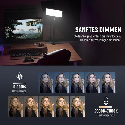 Videolamp – Streaming Licht – Webcam Lamp – Key Light – LED Paneel – 12,9 Inch – Dimbaar 2900K-7000K CRI98+