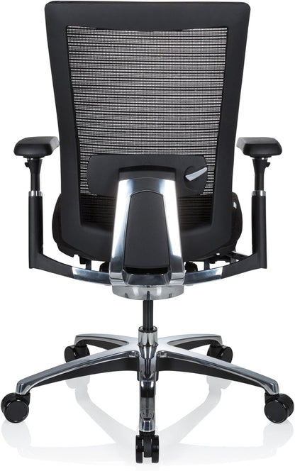 hjh OFFICE Nova Pro 657651 Professionele bureaustoel van stof, zwart, ergonomisch met netrug, zonder hoofdsteun