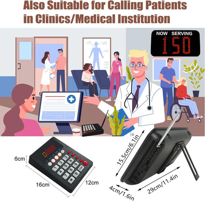 Wireless Queue Call System, 3 Digit, Restaurant Pager System for Calls, Queue System, Now-Serving Number System, Password Caller for Customers (1 LED Numeric - QUORE