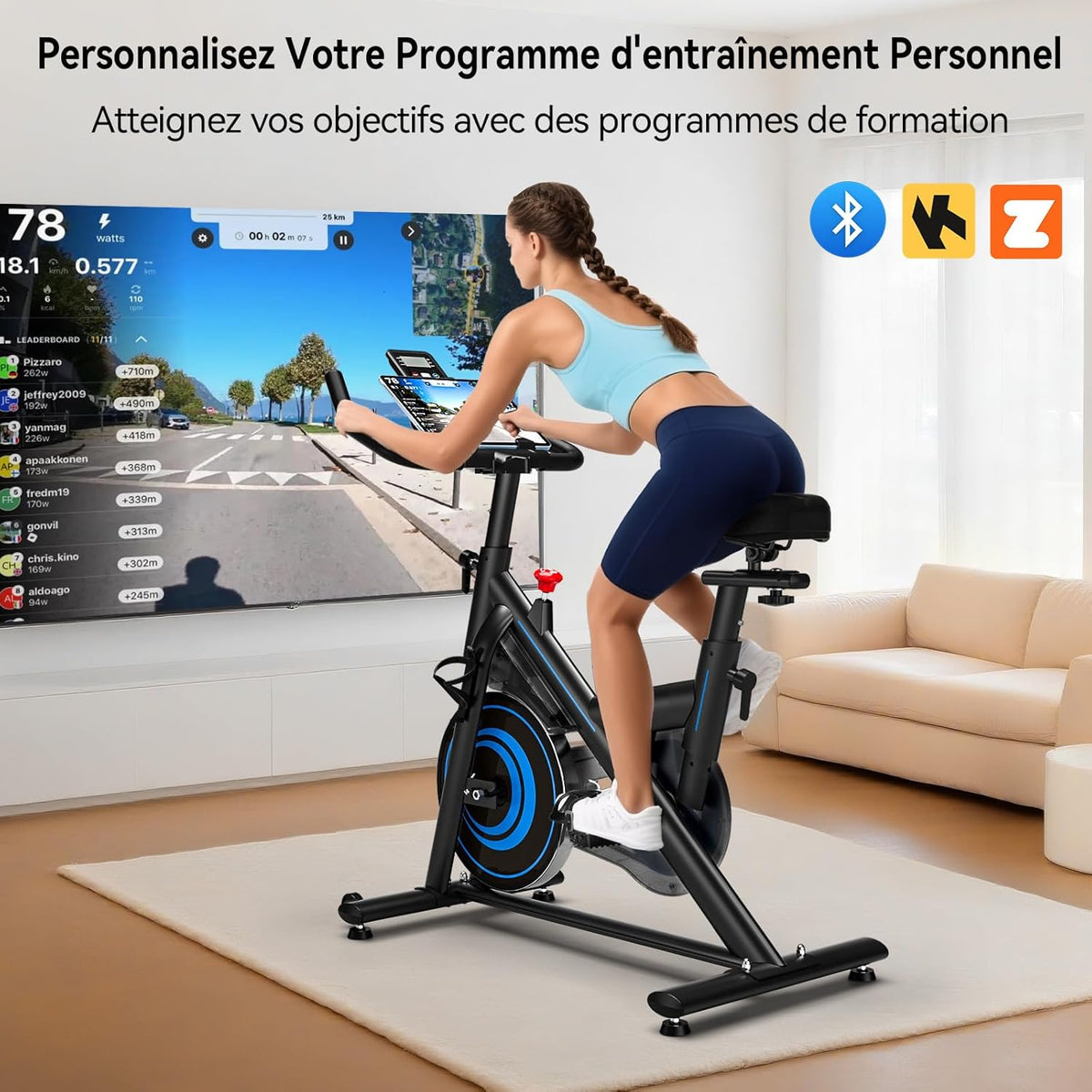 Hometrainer – Fitnessfiets – Indoor Bike – Fiets Trainer – Trainingsfiets – Stille Riemaandrijving – Verstelbare Magnetische Weerstand – Comfortabel Zadel – Max. 160 kg – App-Connectiviteit - QUORE