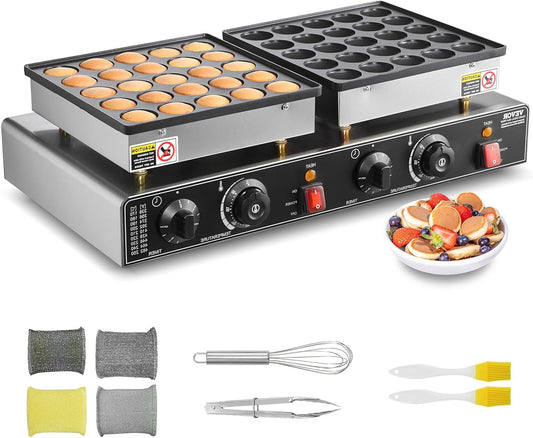 Mini Pannenkoekenmaker – Poffertjesmaker – Dorayaki Apparaat – Wafelijzer – Pancake Grill – 50 Mini Pannenkoekjes Tegelijk – 1800W Met Instelbare Temperatuur en Timer