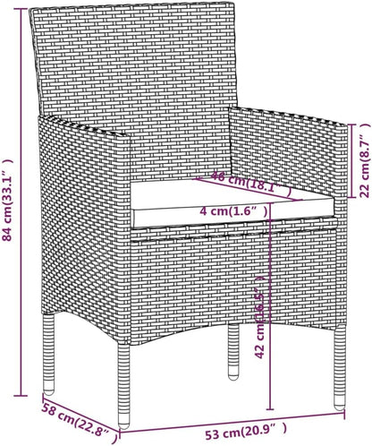 Gecheer Tuintafel en stoelen, 5-delig, polyrotan, acaciahout, grijs, tuinmeubelen, terrasbank, type 1 - QUORE