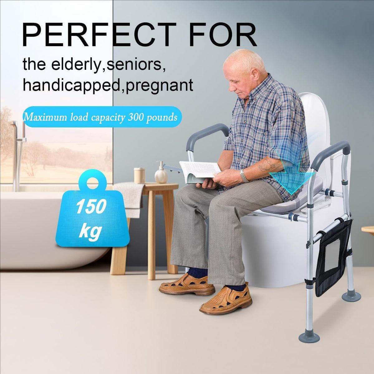 Toiletverhoger voor volwassenen, in hoogte verstelbaar, antislip, vervangbaar, geen boren, geschikt voor ouderen, gehandicapten, zwangere vrouwen, enz.