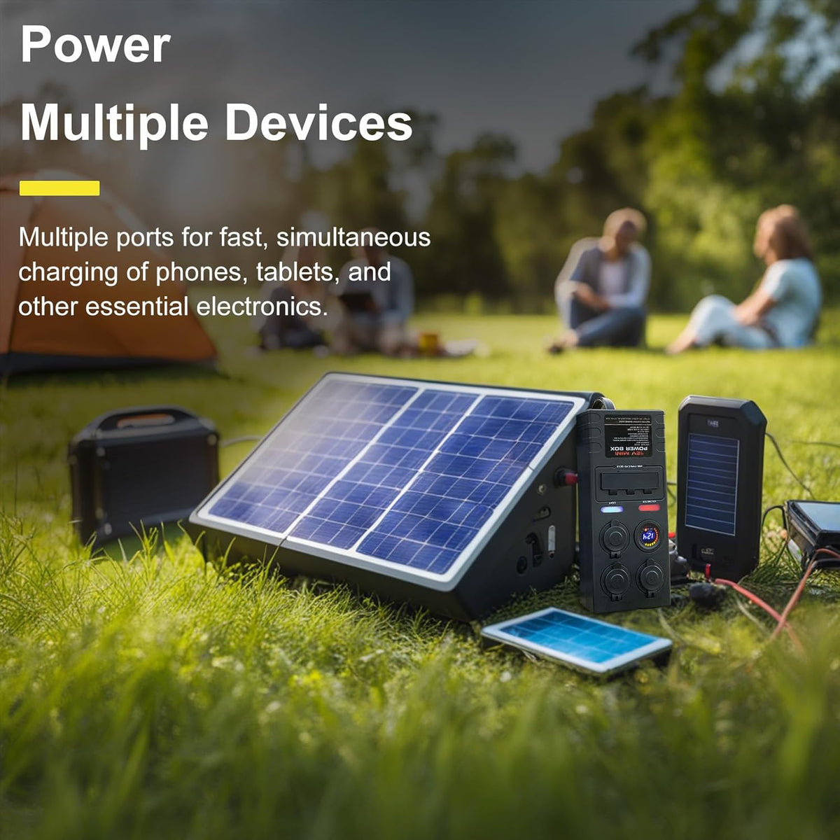 Mini Power Distribution Box 12V DC Batterij Socket Max. 50A Stroom met 2 x Anderson, 6 x USB & 3 x Cig Sockets, Mini Batterij Box voor Outdoor RV Camping Vissen Noodgevallen