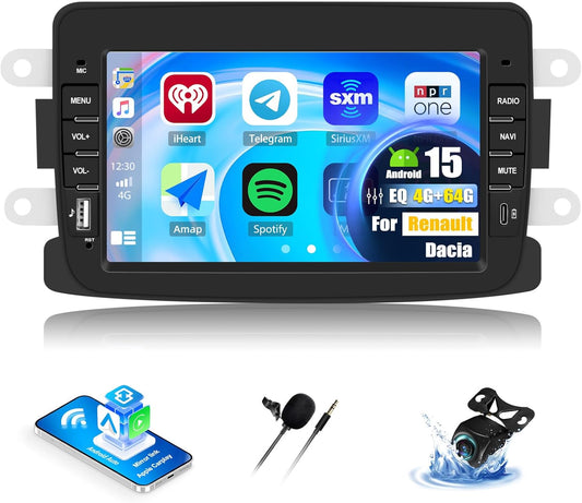 Android 15 Autoradio – 7 Inch Touchscreen – Draadloze CarPlay – Android Auto – GPS Navigatie – Bluetooth 5.0 – Inclusief Achteruitrijcamera – 64 GB Opslag