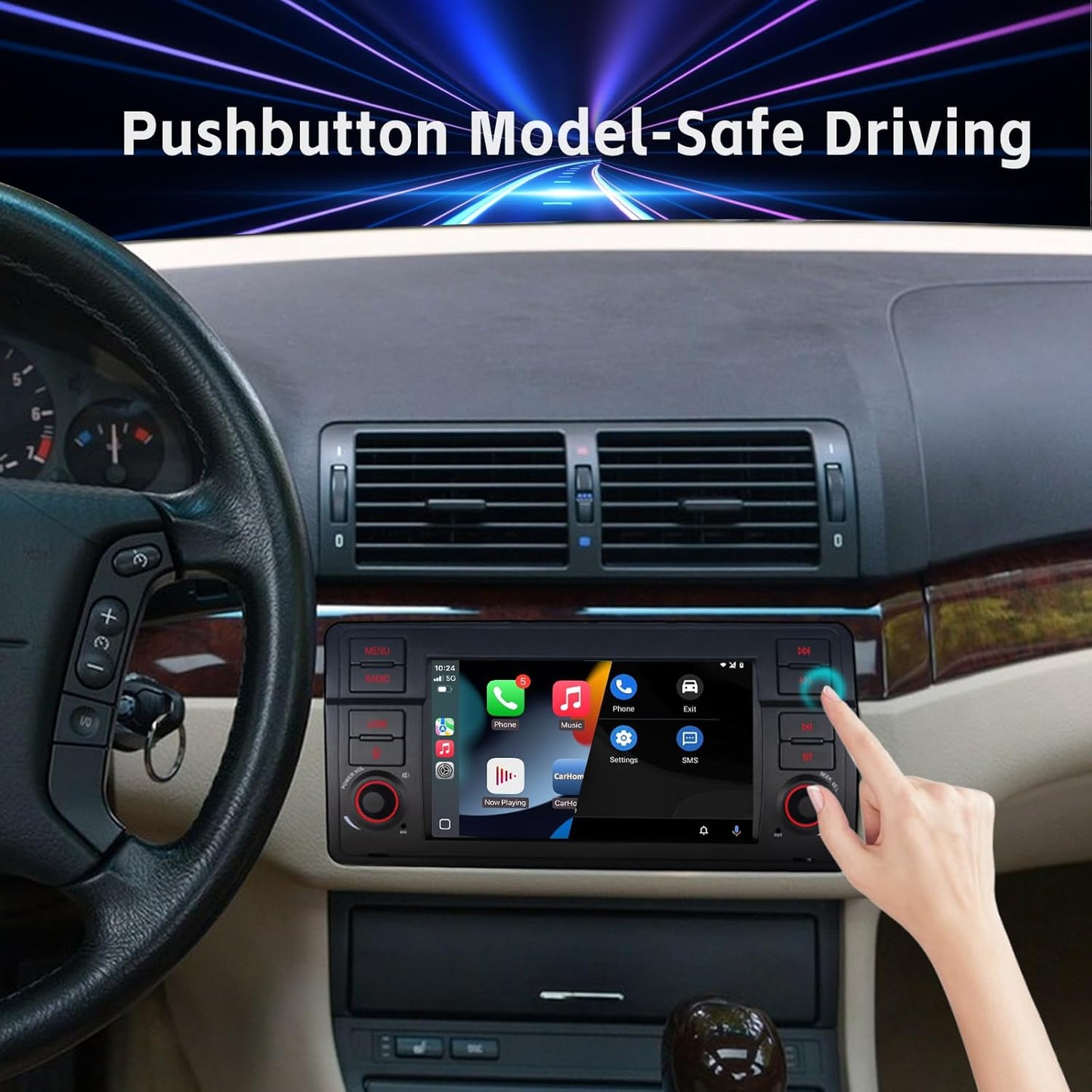 Autoradio BMW E46 – Auto Stereo – Multimedia Speler – Navigatiesysteem – Radio Ontvanger – Draadloze CarPlay & Android Auto – Linux Systeem Snelle Start – Touchscreen Bluetooth USB FM AM