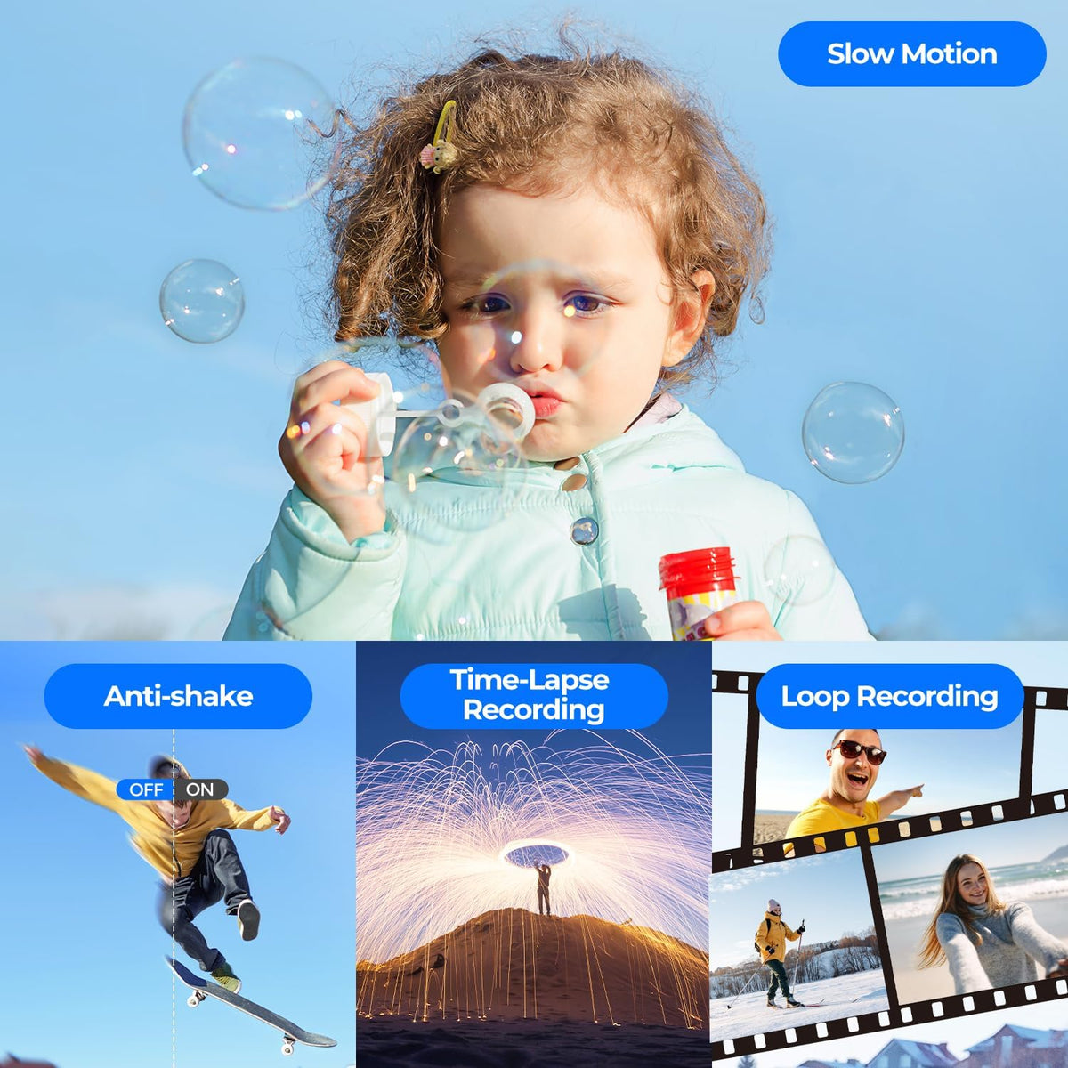 Camcorder 4K 48MP – Videocamera – Vlogcamera – YouTube Camera – Handycam – 3" IPS-Touchscreen 270° Draaibaar – IR Nachtzicht
